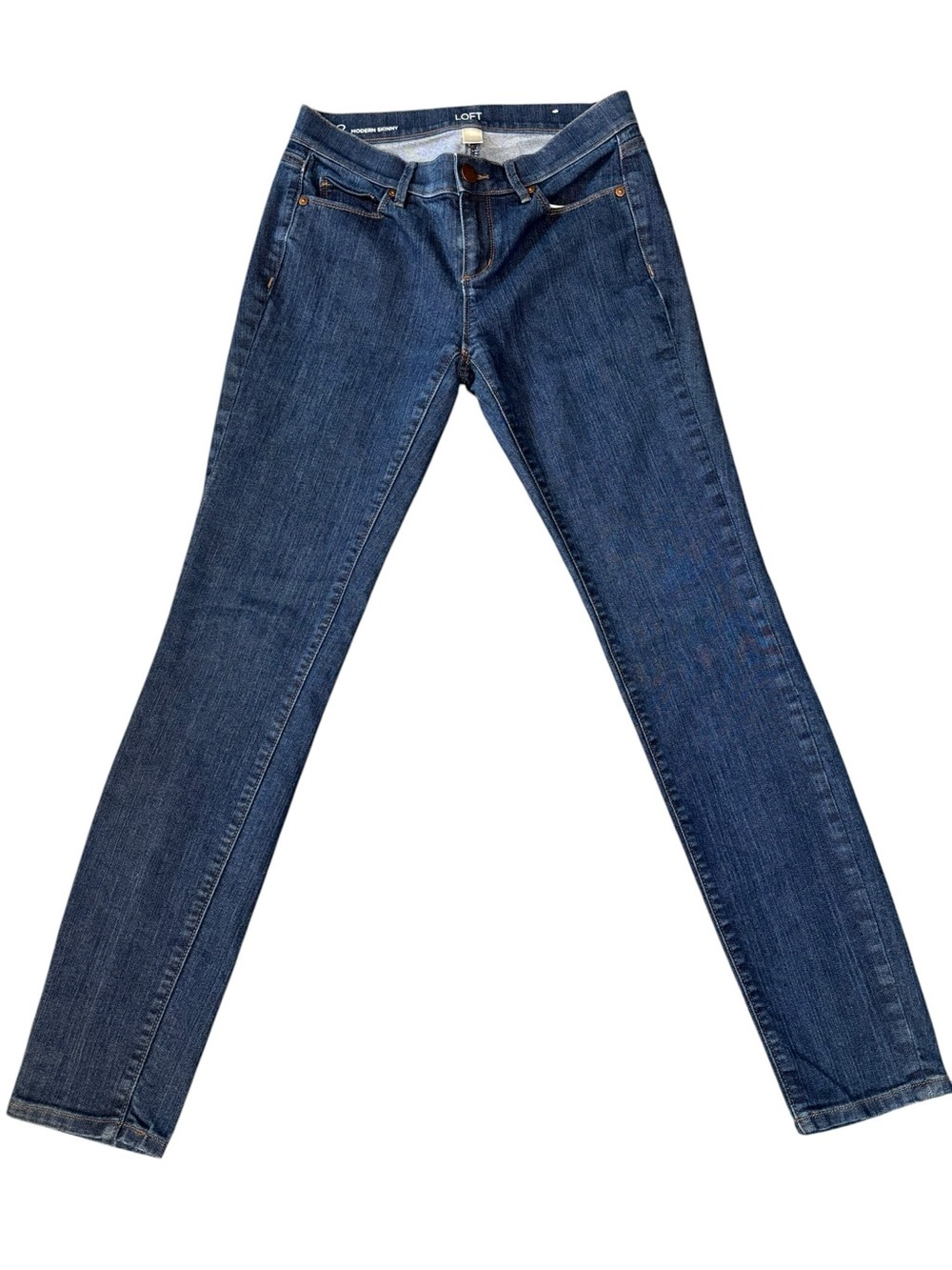 LOFT Women's Dark Blue Skinny Jeans - Classic Slim Fit, Size 2